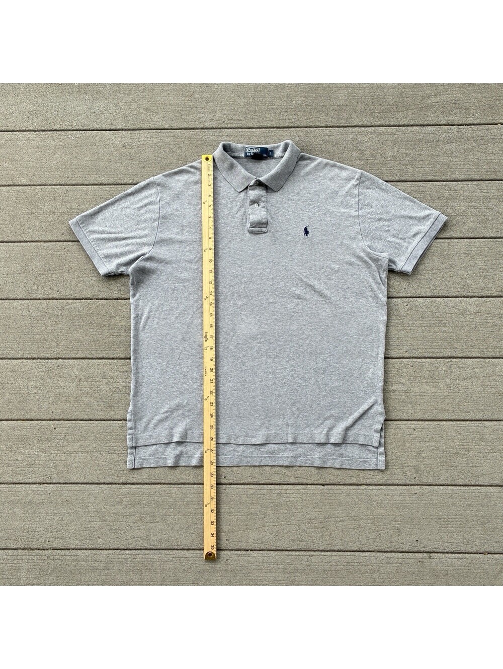 Vintage 90s Polo Ralph Lauren Gray Short Sleeve Polo Shirt Men's Large Hong Kong